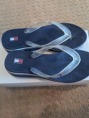 Tommy Hilfiger Platform Blue Flip Flops Size 7